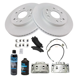 TRQ® - Front Disc Brake Kit with Semi-Metallic Pads, Calipers and Hoses