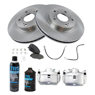 TRQ® - Performance Semi-Metallic Front Brake Kit with Calipers and Hoses