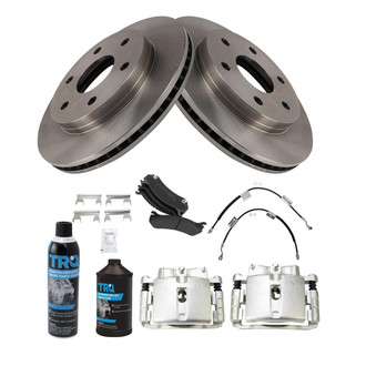 TRQ® - Performance Semi-Metallic Front Brake Kit with Calipers and Hoses