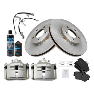TRQ® - Performance Semi-Metallic Front Brake Kit with Calipers and Hoses