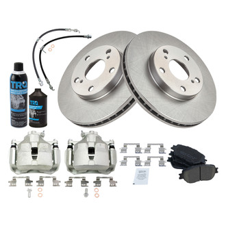 TRQ® - Performance Ceramic Front Brake Kit with Calipers and Hoses