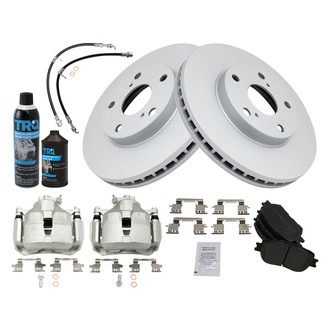 TRQ® - Front Disc Brake Kit with Semi-Metallic Pads, Calipers and Hoses