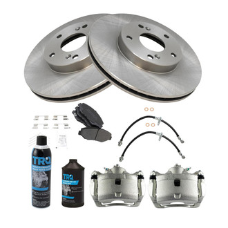 TRQ® - Performance Semi-Metallic Front Brake Kit with Calipers and Hoses