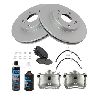 TRQ® - Front Disc Brake Kit with Semi-Metallic Pads, Calipers and Hoses