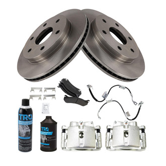 TRQ® - Performance Semi-Metallic Front Brake Kit with Calipers and Hoses