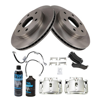 TRQ® - Performance Semi-Metallic Front Brake Kit with Calipers and Hoses