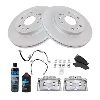 TRQ® - Front Disc Brake Kit with Semi-Metallic Pads, Calipers and Hoses