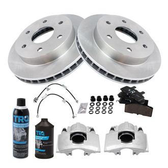 TRQ® - Performance Ceramic Front Brake Kit with Calipers and Hoses