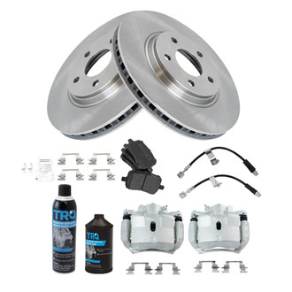 TRQ® - Performance Semi-Metallic Front Brake Kit with Calipers and Hoses