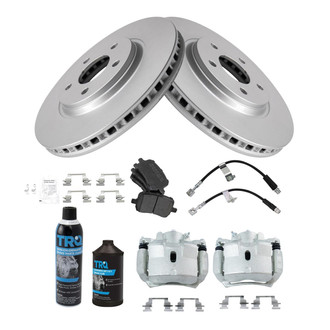 TRQ® - Front Disc Brake Kit with Semi-Metallic Pads, Calipers and Hoses