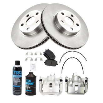 TRQ® - Performance Semi-Metallic Front Brake Kit with Calipers and Hoses