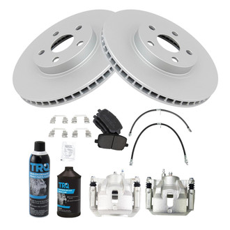 TRQ® - Front Disc Brake Kit with Semi-Metallic Pads, Calipers and Hoses
