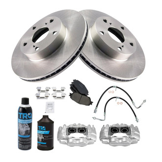 TRQ® - Performance Ceramic Front Brake Kit with Calipers and Hoses