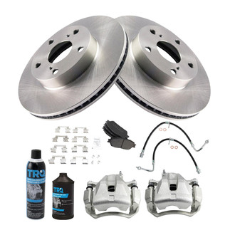 TRQ® - Performance Semi-Metallic Front Brake Kit with Calipers and Hoses