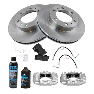 TRQ® - Performance Semi-Metallic Front Brake Kit with Calipers and Hoses