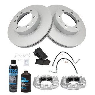 TRQ® - Front Disc Brake Kit with Semi-Metallic Pads, Calipers and Hoses