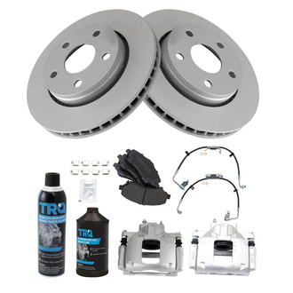 TRQ® - Performance Semi-Metallic Brake Kit with Calipers and Hoses