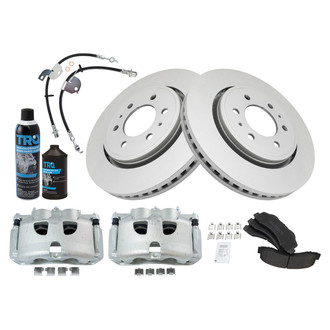 TRQ® - Front Disc Brake Kit with Semi-Metallic Pads, Calipers and Hoses