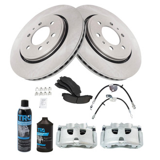 TRQ® - Performance Semi-Metallic Front Brake Kit with Calipers and Hoses