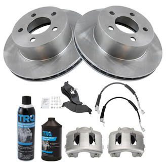 TRQ® - Front Disc Brake Kit with Semi-Metallic Pads, Calipers and Hoses