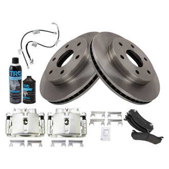TRQ® - Performance Semi-Metallic Front Brake Kit with Calipers and Hoses