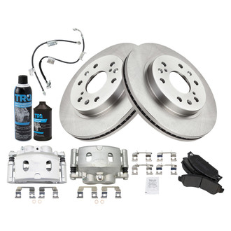 TRQ® - Performance Semi-Metallic Front Brake Kit with Calipers and Hoses