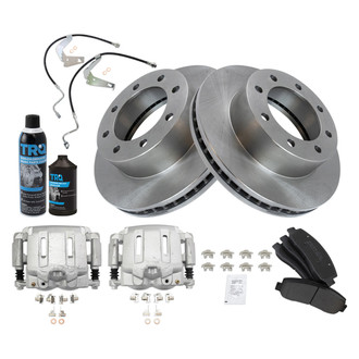 TRQ® - Performance Semi-Metallic Front Brake Kit with Calipers and Hoses