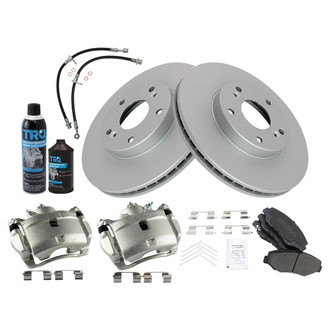 TRQ® - Front Disc Brake Kit with Semi-Metallic Pads, Calipers and Hoses