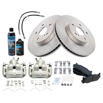 TRQ® - Performance Semi-Metallic Front Brake Kit with Calipers and Hoses