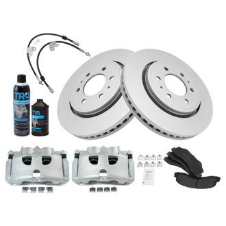 TRQ® - Front Disc Brake Kit with Semi-Metallic Pads, Calipers and Hoses