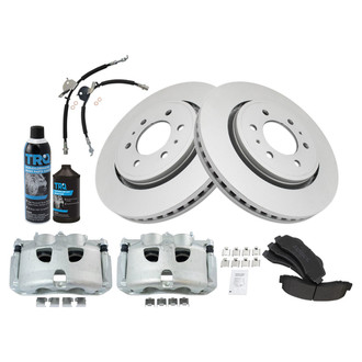 TRQ® - Front Disc Brake Kit with Semi-Metallic Pads, Calipers and Hoses