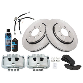 TRQ® - Performance Semi-Metallic Front Brake Kit with Calipers and Hoses