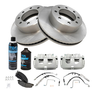 TRQ® - Front Disc Brake Kit with Semi-Metallic Pads, Calipers and Hoses