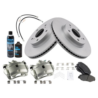 TRQ® - Disc Brake Kit with Semi-Metallic Pads, Calipers and Hoses