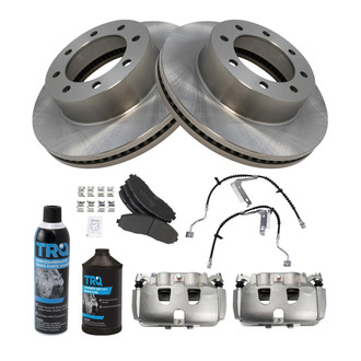 TRQ® - Performance Semi-Metallic Front Brake Kit with Calipers and Hoses
