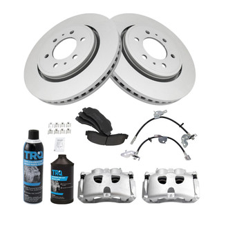 TRQ® - Performance Semi-Metallic Front Brake Kit with Calipers and Hoses