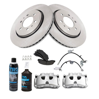 TRQ® - Performance Semi-Metallic Front Brake Kit with Calipers and Hoses