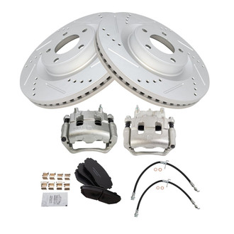 TRQ® - Performance Ceramic Front Brake Kit with Calipers and Hoses