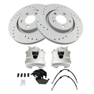 TRQ® - Performance Ceramic Front Brake Kit with Calipers and Hoses