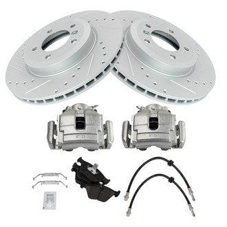TRQ® - Performance Ceramic Front Brake Kit with Calipers and Hoses