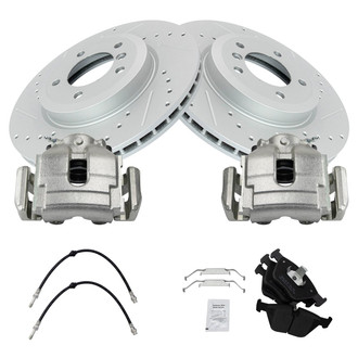 TRQ® - Performance Semi-Metallic Brake Kit with Calipers and Hoses