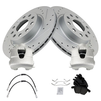 TRQ® - Performance Ceramic Front Brake Kit with Calipers and Hoses