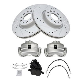 TRQ® - Performance Ceramic Front Brake Kit with Calipers and Hoses
