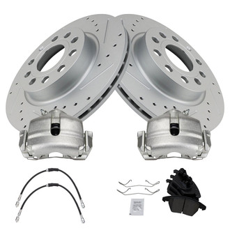 TRQ® - Performance Ceramic Front Brake Kit with Calipers and Hoses