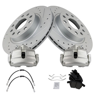TRQ® - Performance Ceramic Front Brake Kit with Calipers and Hoses
