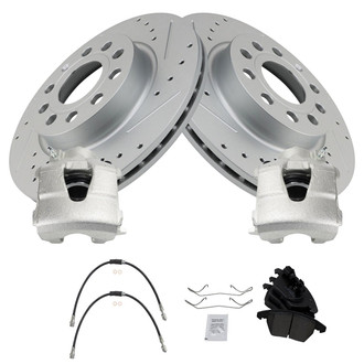 TRQ® - Performance Ceramic Front Brake Kit with Calipers and Hoses