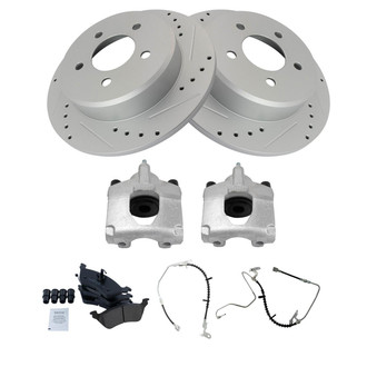TRQ® - Performance Ceramic Rear Brake Kit with Calipers and Hoses