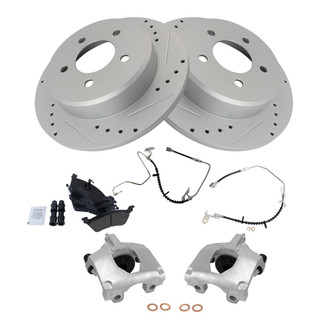TRQ® - Performance Semi-Metallic Brake Kit with Calipers and Hoses