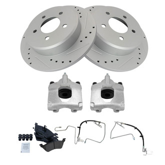 TRQ® - Performance Ceramic Rear Brake Kit with Calipers and Hoses