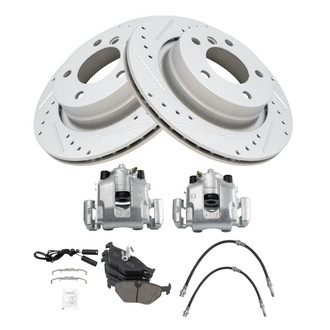 TRQ® - Performance Ceramic Rear Brake Kit with Calipers and Hoses